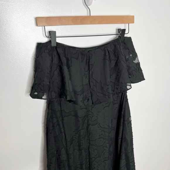 Lulus Womens Love You So Truly Strapless Midi Dress M Black Burnout Floral - Picture 10 of 13